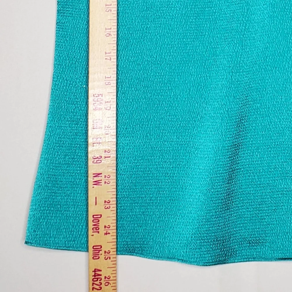 Ted Baker London Tank Top Womens 3 Turquoise Blue-Green Vneck Chiffon Satin - Picture 5 of 7